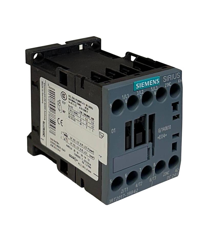 Used 3 SIEMENS 3RT2017-1BB42 / 3RT20171BB42 SIRIUS CONTACTORS 24VDC 5.5kW/400V NSMP