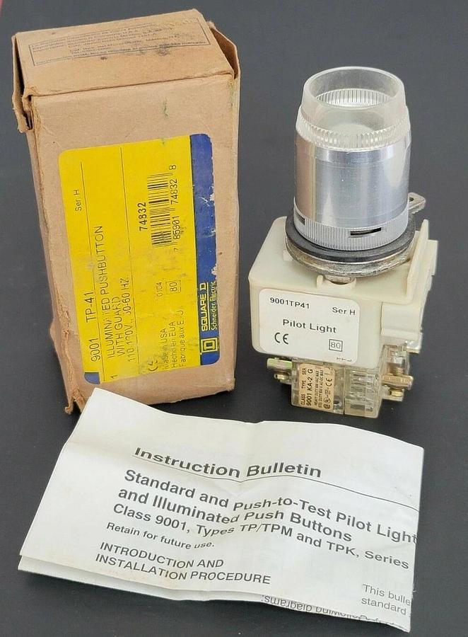 NIB SQUARE D 9001-TP-41 ILLUMINATED PUSHBUTTON 9001TP41 SER. H