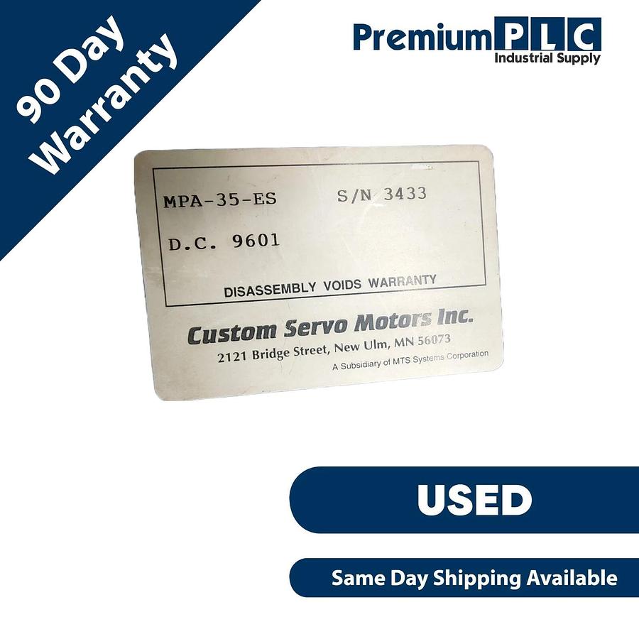 Used PARKER MTS / CUSTOM SERO MOTORS MPA-35-ES SERVO DRIVE MPS-35 80-260VAC MPA35ES