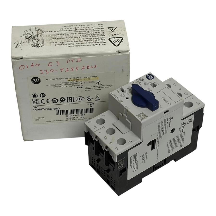 Allen Bradley 140MT-C3E-B63 Motor Protector Circuit Breaker 4-6.3A New Surplus