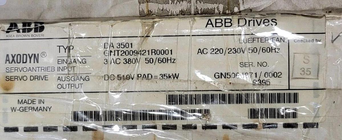 Used ABB AXODYN DA 3501 SERVO DRIVE GNT2009421R0001