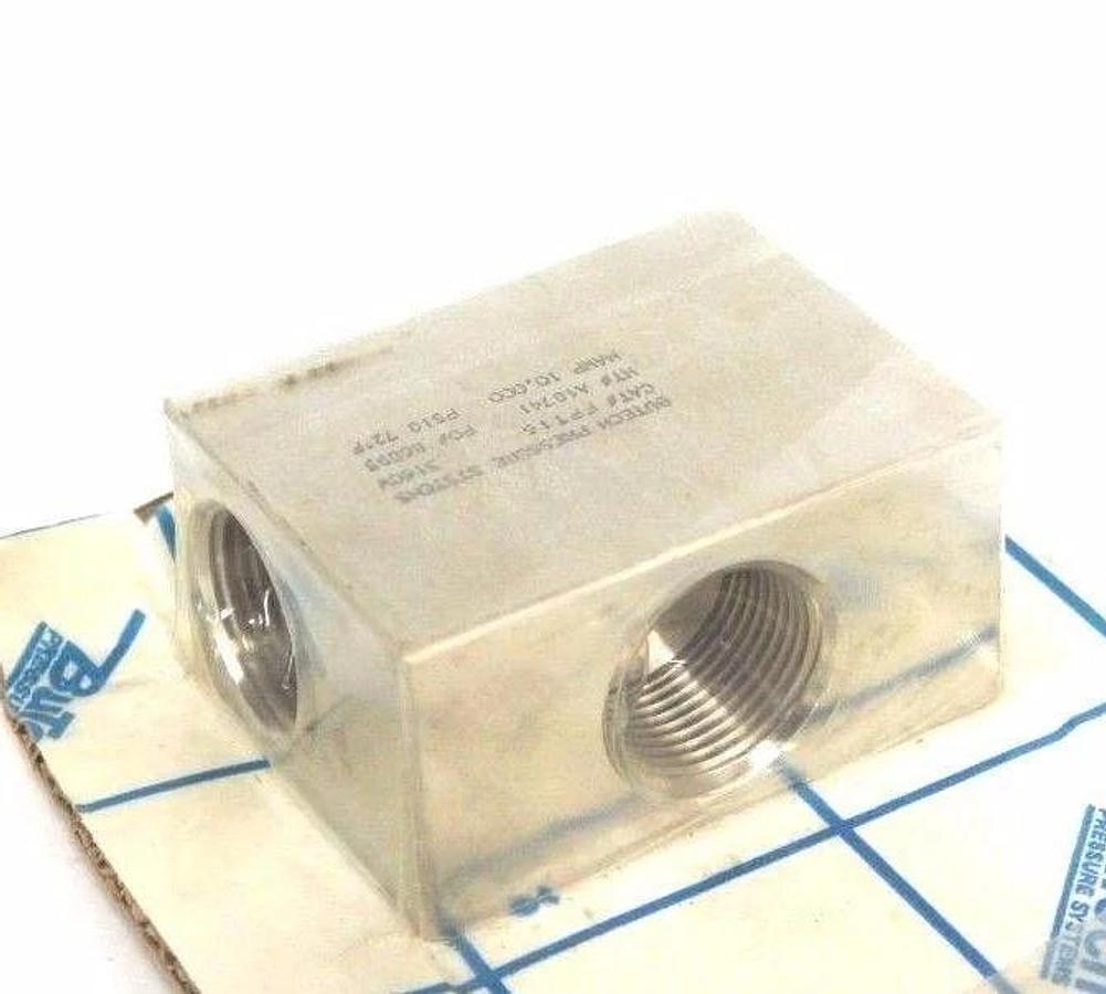 Used NEW BUTECH PRESSURE SYSTEMS FPT16 FEMALE BLOCK TEE 316CW HT# A18741