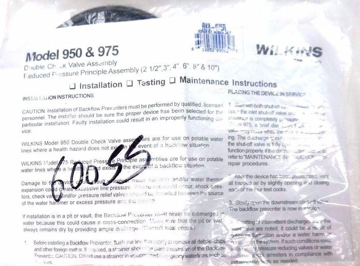 Used NEW WILKINS RK8-975R RELIEF VALVE REPAIR KIT RK8975R