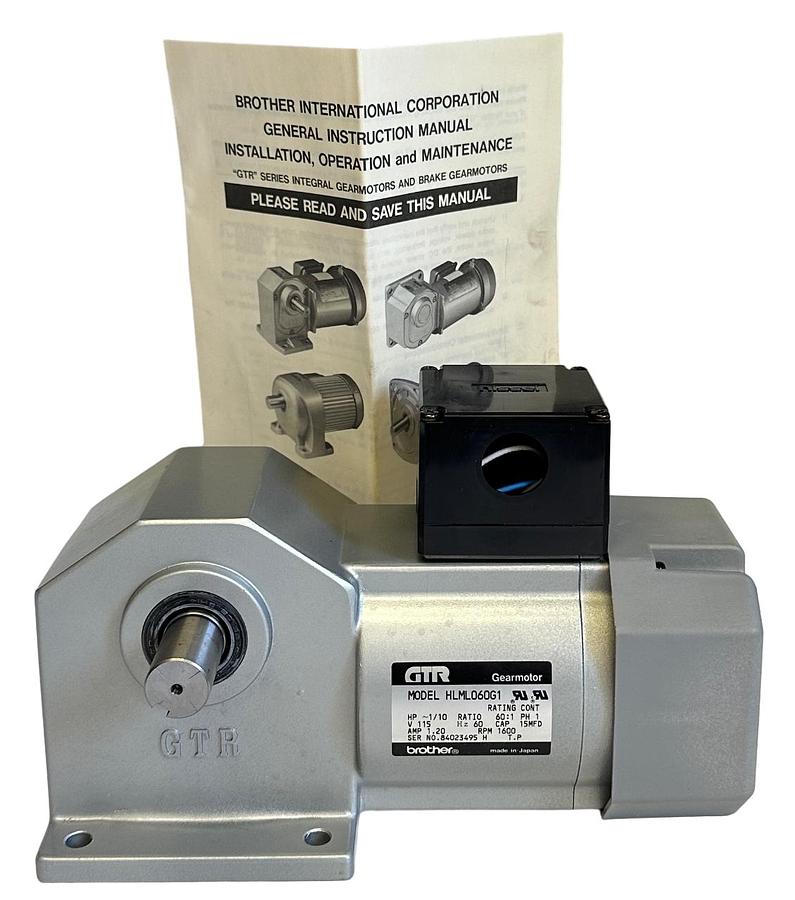 Used NEW BROTHER HLML060G1 / 564102 / 40007791 GTR GEARMOTOR SILVER 1/10HP 60:1 RATIO