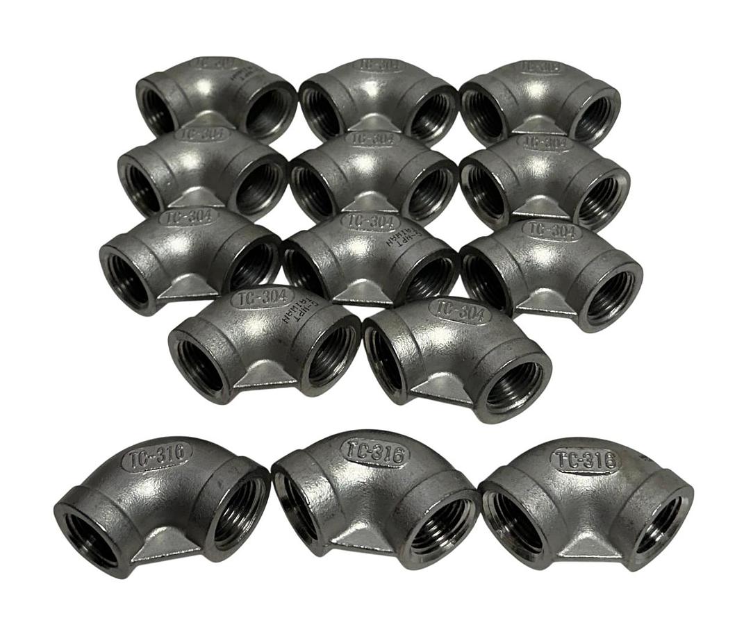 Used 14 UNBRANDED TC-304 / TC-316 / 1/2-150 / G-NPT THREADED ELBOW FITTINGS NSNP