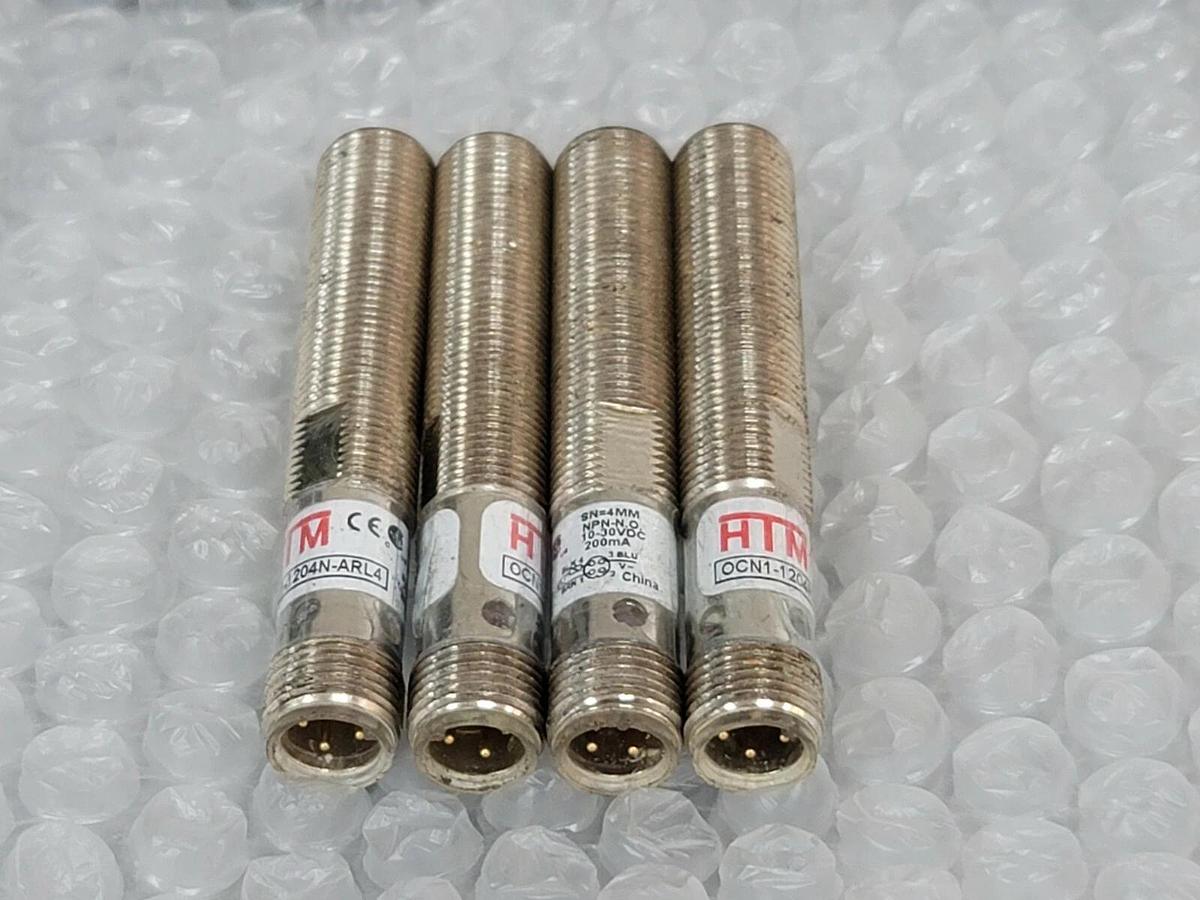 Used (4) HTM ELECTRONICS OCN1-1204N-ARL4 EXTENDED RANGE PROXIMITY SENSORS 10-30VDC