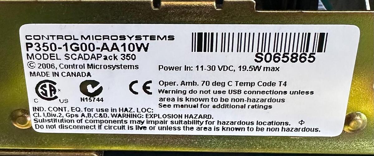 Used NEW CONTROL MICROSYSTEMS P350-1G00-AA10W WEATHERFORD SCADAPack 350 P3501G00AA10W