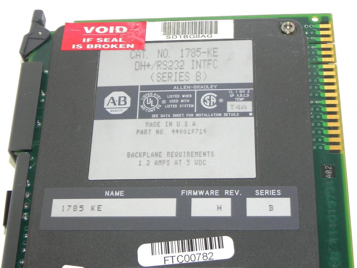 Used ALLEN BRADLEY 1785-KE COMM CONTROL MODULE SER. B FIRMWARE REV. H P/N: 440019714