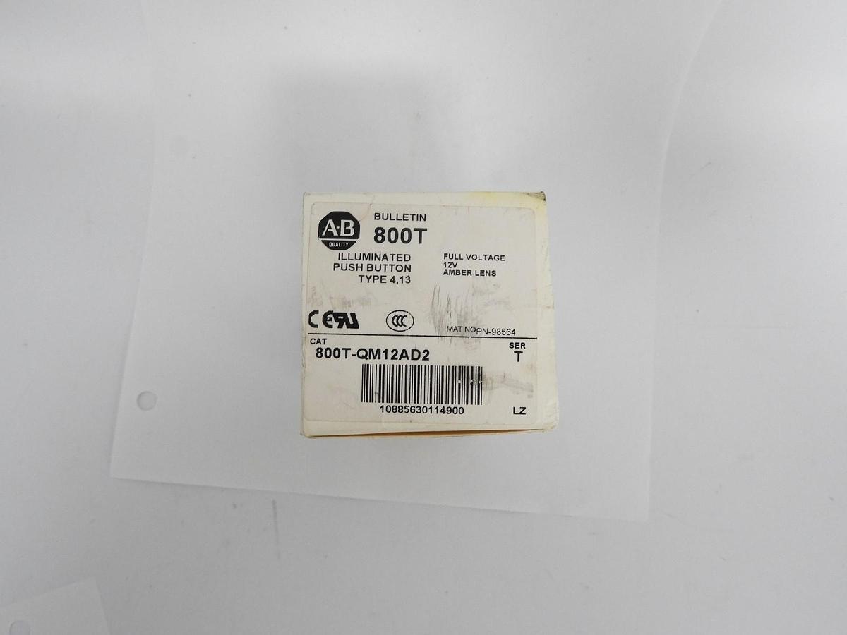 NEW ALLEN BRADLEY 800T-QM12AD2 ILLUMINATED PUSH BUTTON SER. T AMBER LENS 12V