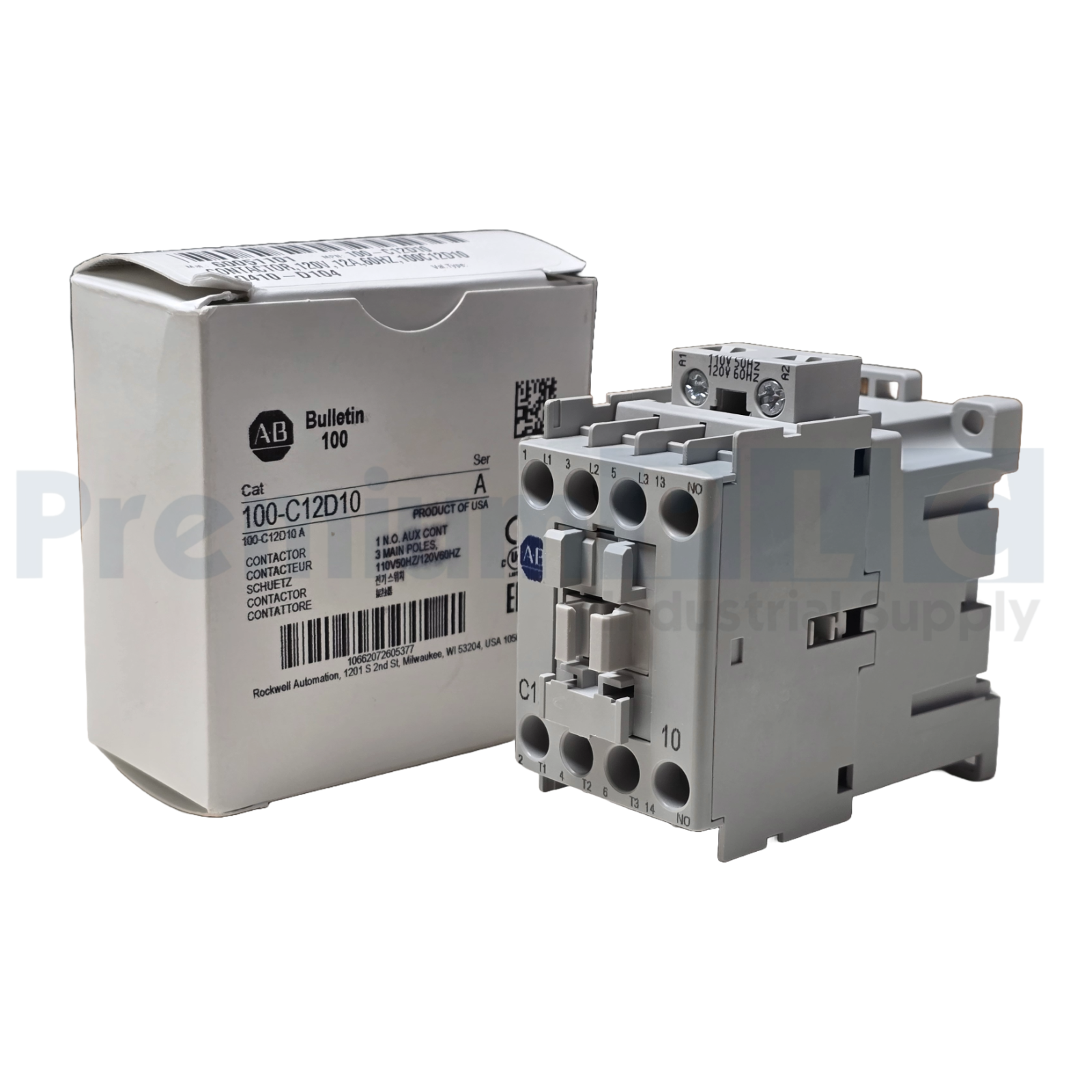 Used ALLEN BRADLEY 100-C12D10 /A IEC CONTACTOR 12A 110V50HZ/120V60HZ COIL NSMP