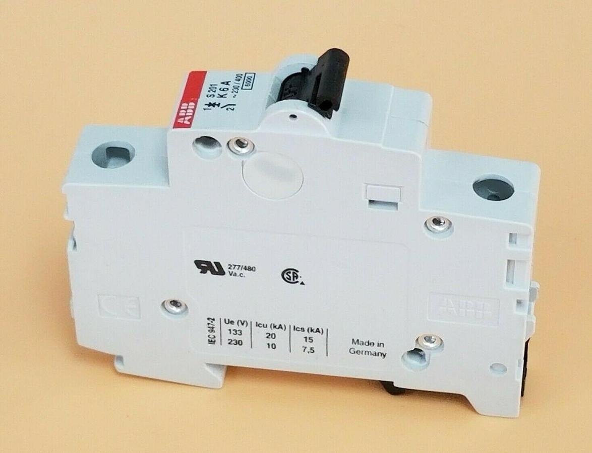 Used ABB S201-K6 CIRCUIT BREAKER, 1AMP, 230/400VAC, 1POLE, S201K6A