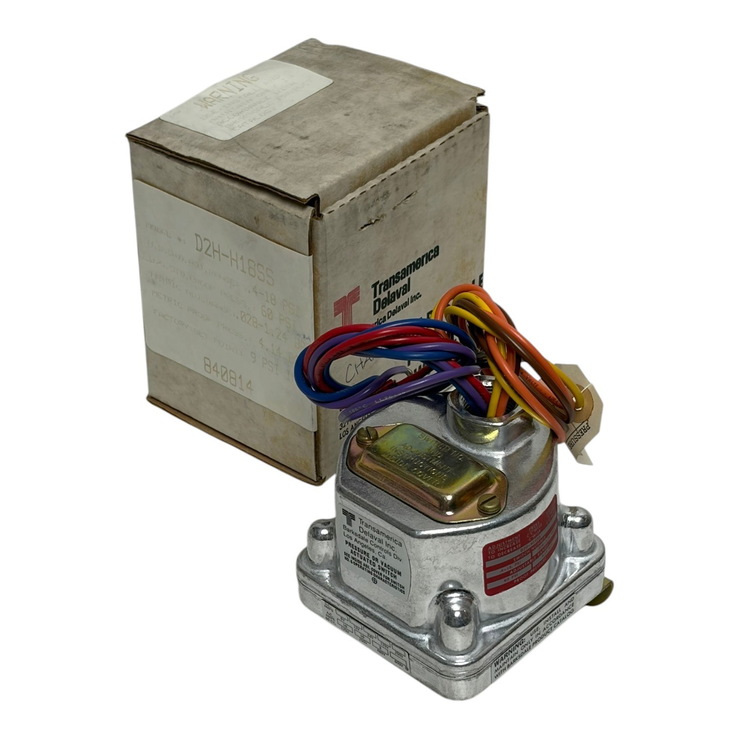 Used Barksdale DeLaval D2H-H18SS Dual Pressure Switch .4-18 PSI 60 PSI Boxed New
