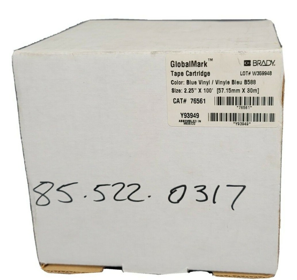 NIB BRADY CAT# 76561 GLOBALMARK BLUE VINYL 2.25'' X 100' TAPE CARTRIDGE