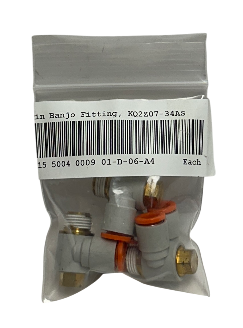 Used 3 SMC KQ2Z07-34AS / KQ2Z0734AS TWIN BANJO FITTINGS OEM NSNP