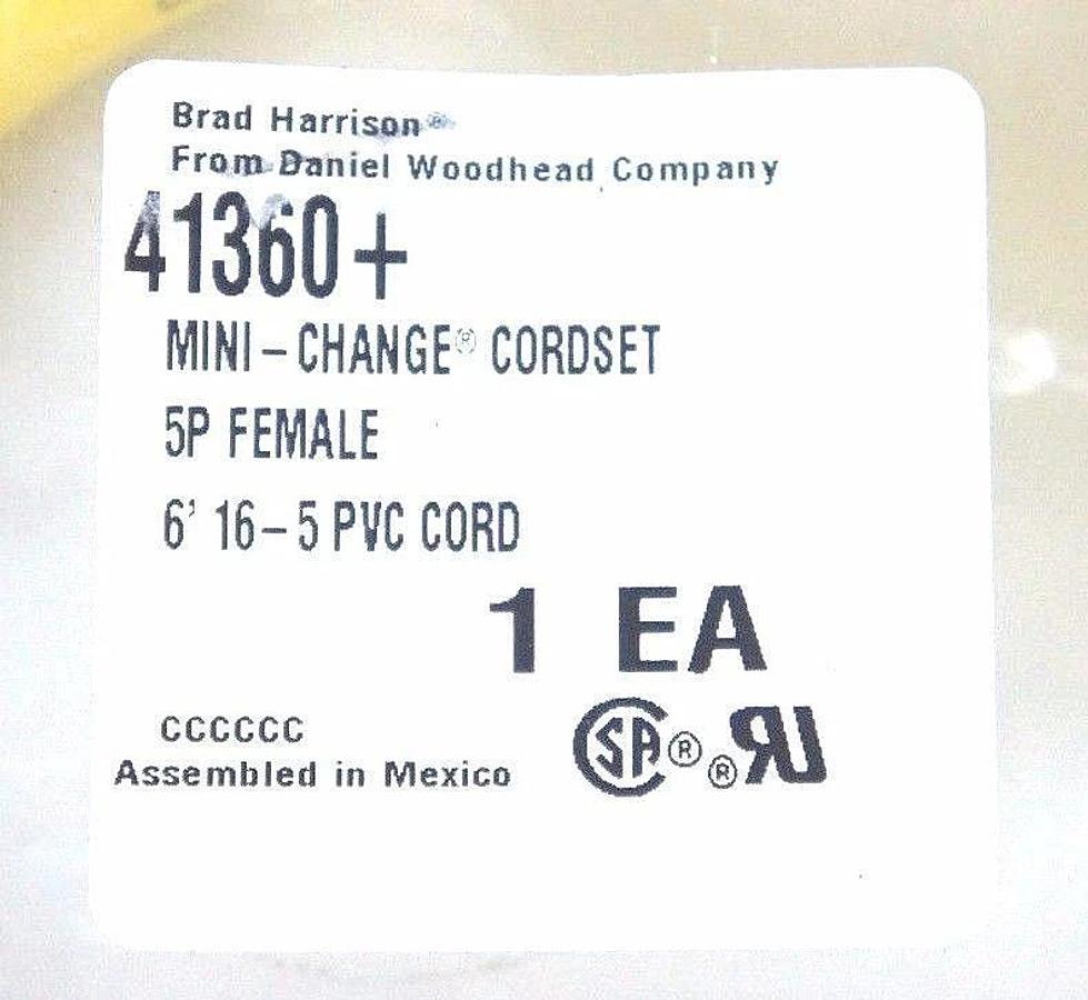 Used NIB BRAD HARRISON 41360 MINI-CHANGE CORDSET 5P FEMALE 6' 16-5 PVC - LOT OF 4