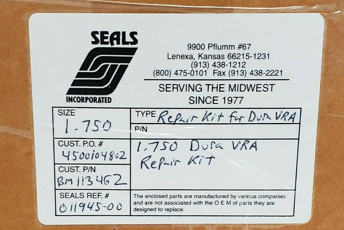 Used NIB FLOWSERVE 1.750 REPAIR KIT KR3C2375D33, AEPB2375WN3, MEED2375DZ3