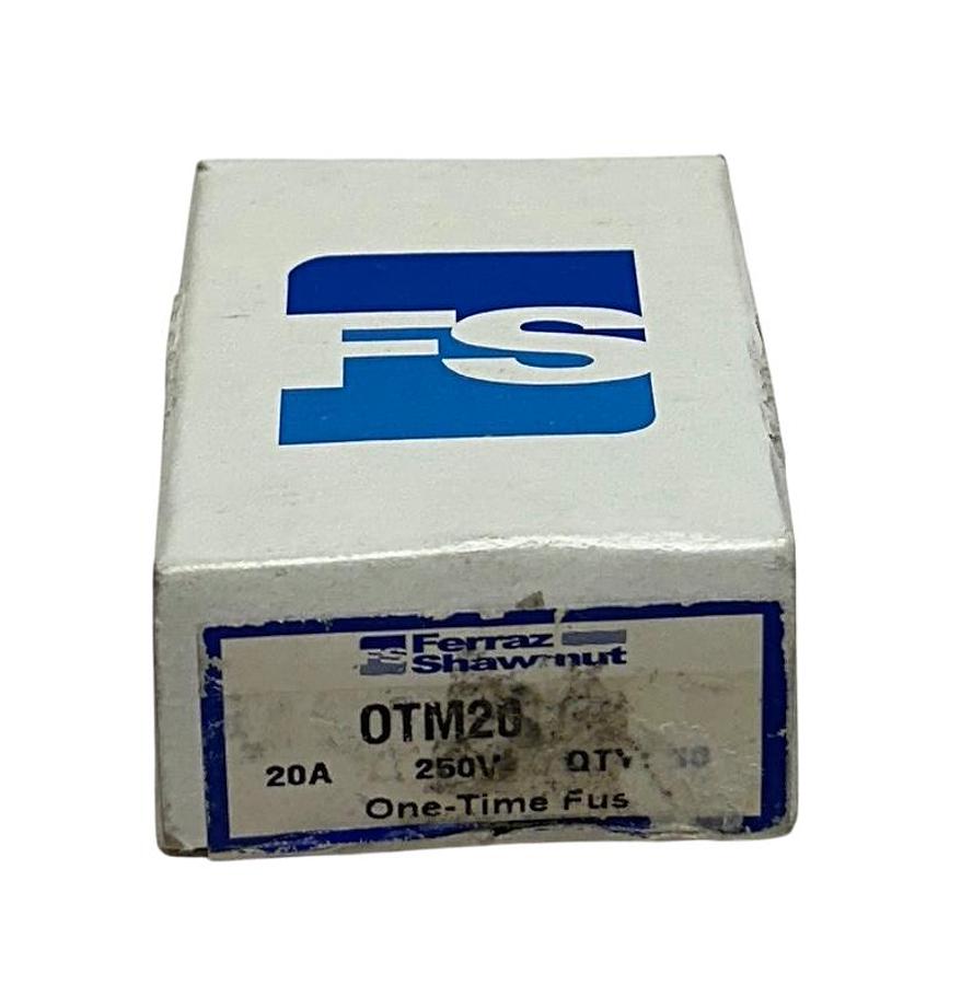 Used 10 FERRAZ SHAWMUT OTM20 ONE-TIME FUSES FAST-ACTING 20A 250VAC 10kA IR OEM NSMP