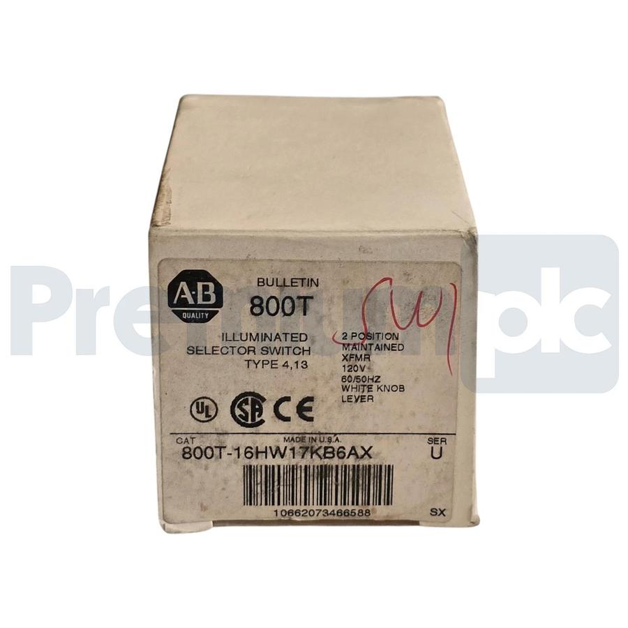 ALLEN BRADLEY 800T-16HW17KB6AX /U 30mm ILL SELECTOR SWITCH 800T-16HG17KB6AX NSMP