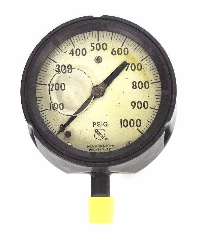 Used NEW ASHCROFT 202A244-09 GLYCERINE FILLED PRESSURE GAUGE 0-1000 PSIG, 202A24409
