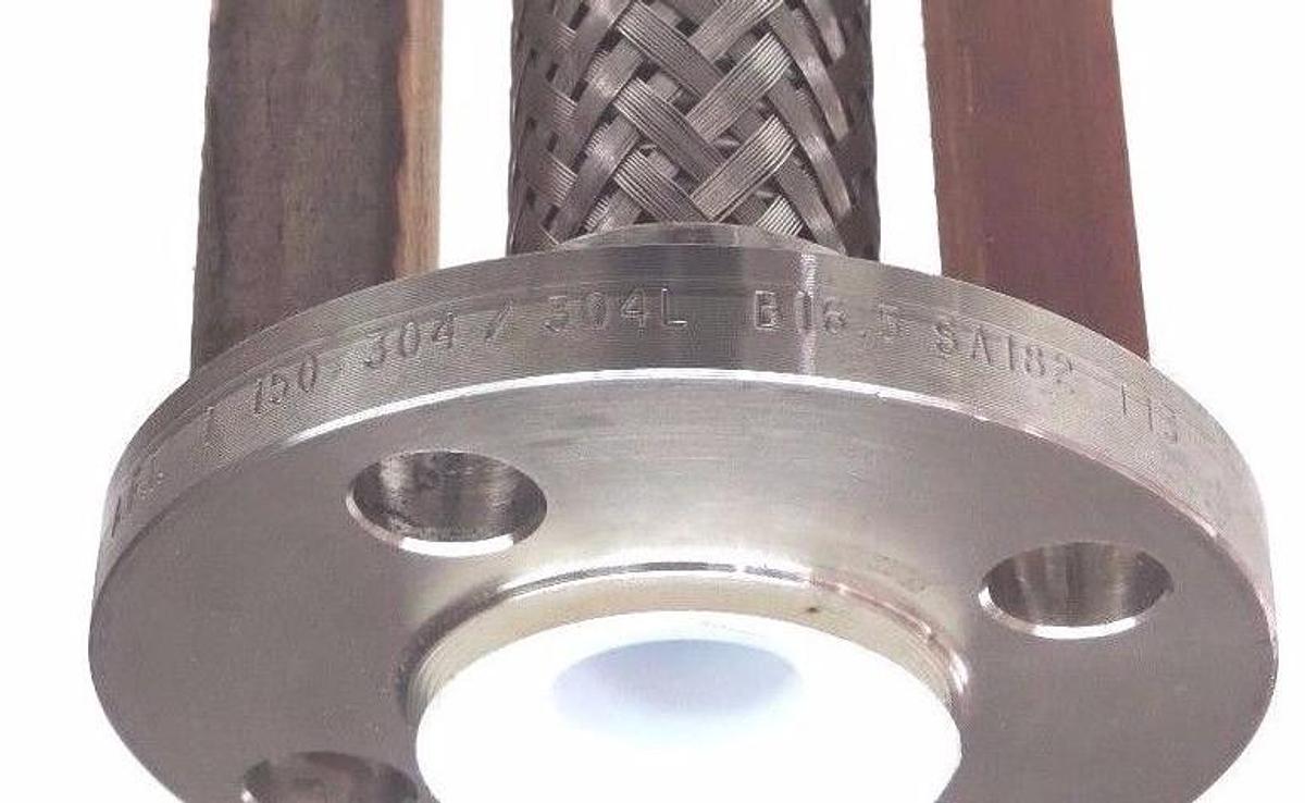Used NEW STAINLESS BRAIDED HOSE W/ AFI 1" 150 304/304L B16.5 SA182 T13 FLANGES 12" L