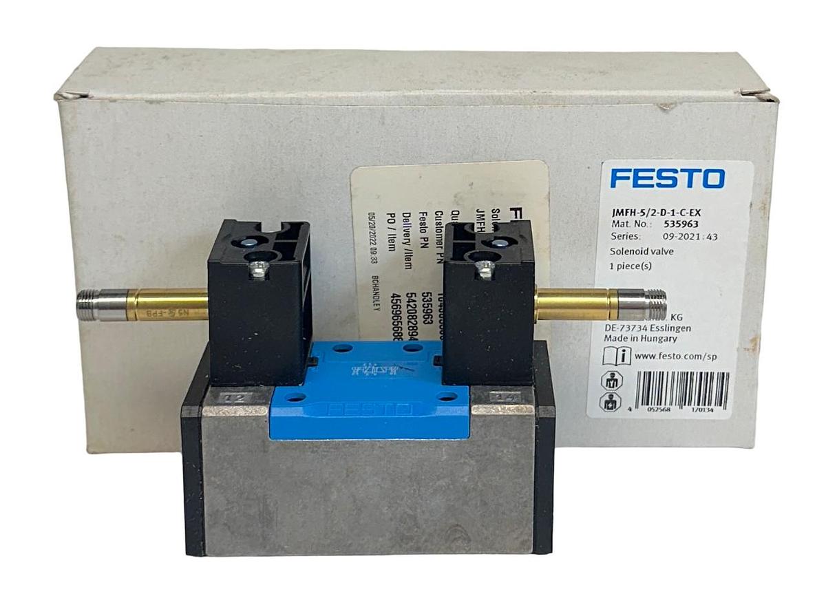 Used NEW FESTO JMFH-5/2-D-1-C-EX / 535963 ELECTRICAL SOLENOID VALVE 5/2 ISO NSMP