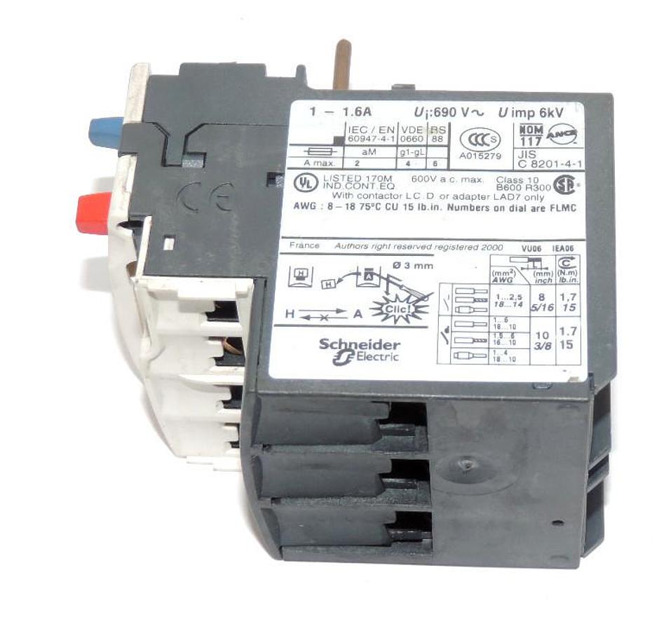 Used TELEMECANIQUE LRD-06 BIMETALLIC OVERLOAD RELAY LRD06