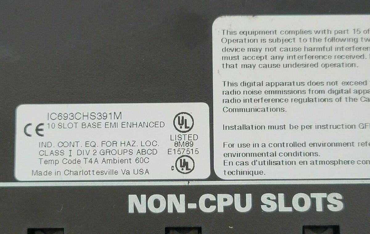 Used GE FANUC IC693CHS391M 10-SLOT BASE EMI ENHANCED