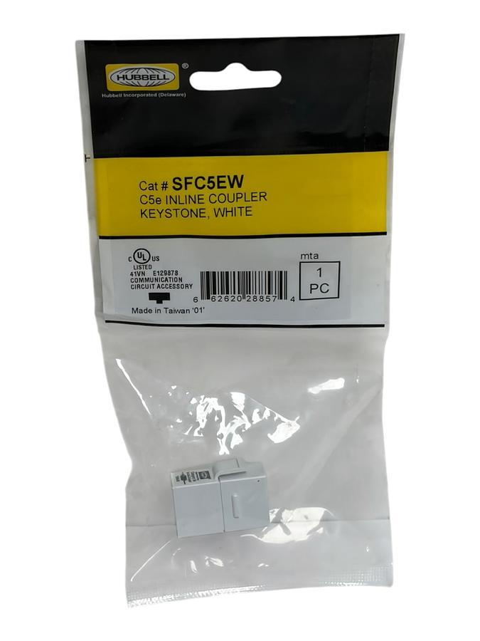 Hubbell SFC5EW Cat5e Inline Couplers Lot of 2 with RJ11 Phone Wall Plate
