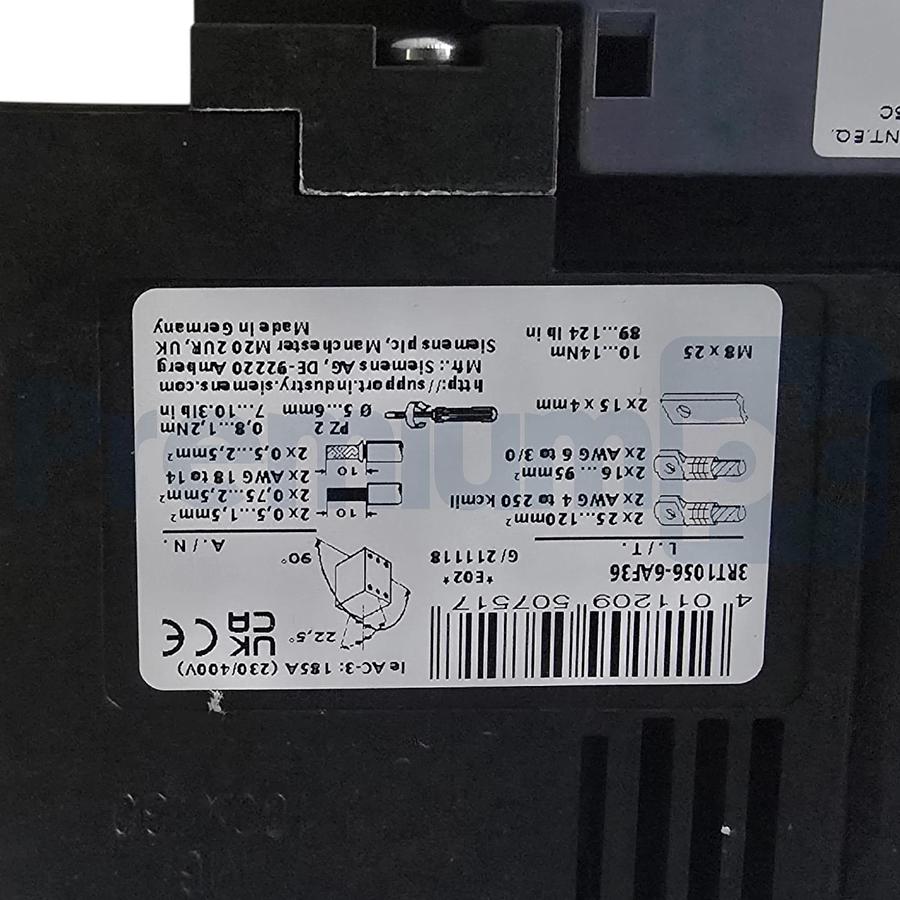 Siemens 3RT1056-6AF36 SIRIUS Contactor 3-Pole 90kW 185A 110-127V AC/DC Size S6
