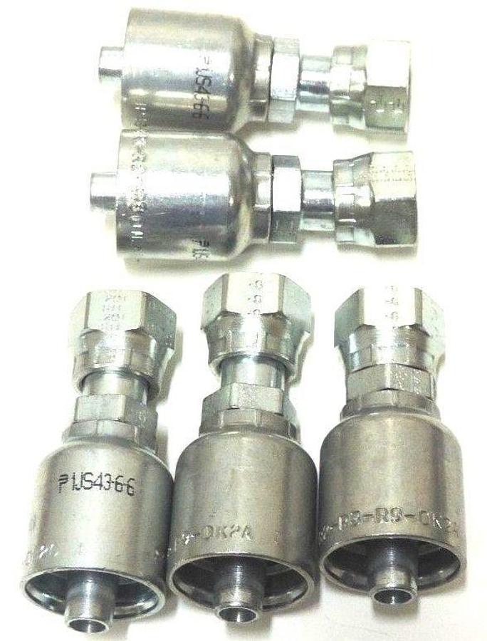 Used LOT OF 5 NEW PARKER P43-6R1-R2-R3-R9-OK2A ELBOW FITTINGS P1JS4366 CRIMP
