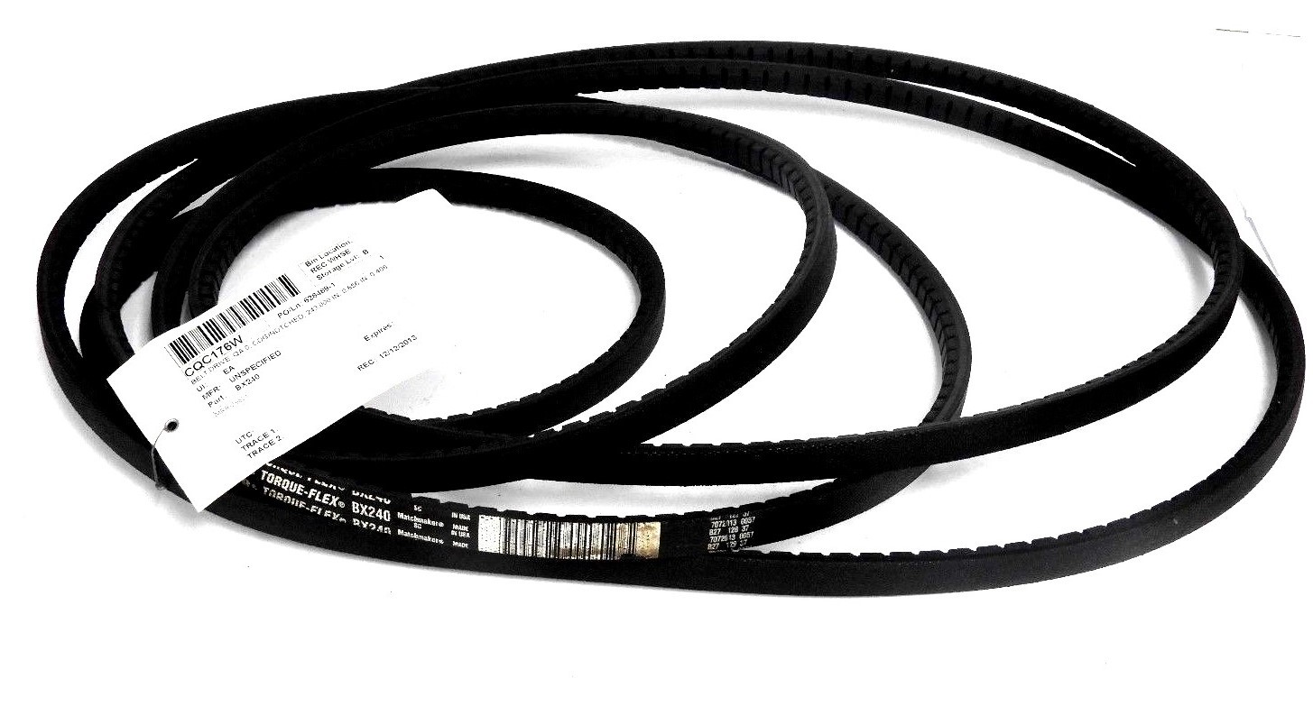 Used NEW GOODYEAR BX240 TORQUE-FLEX DRIVE BELT CQC176W, 243" X .656" X .406", COGGED