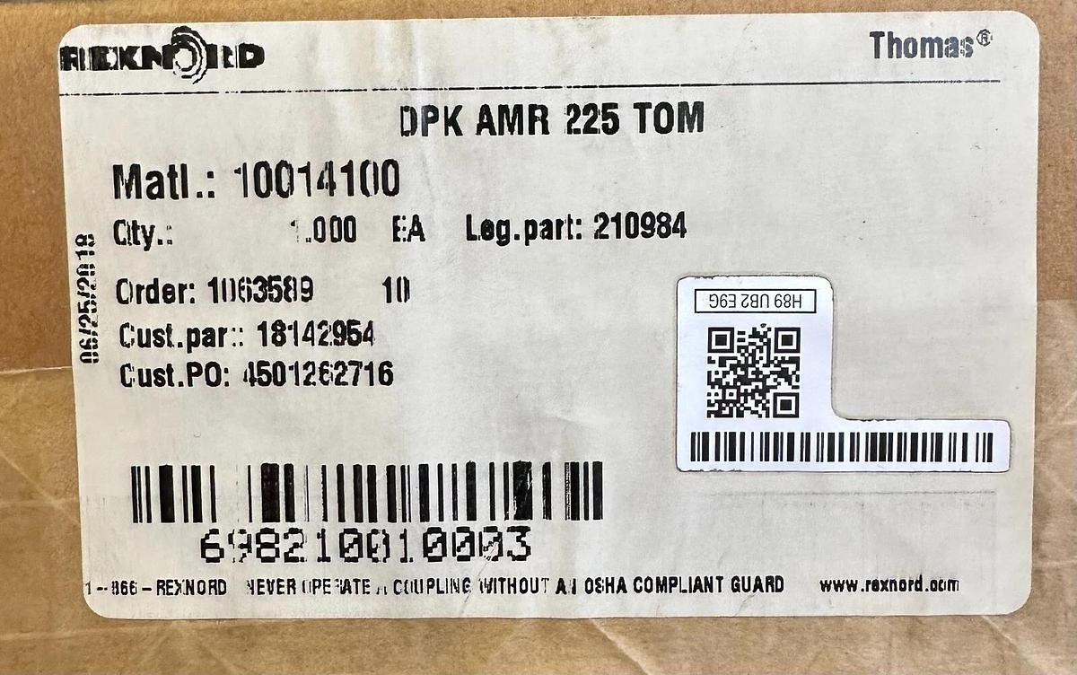 NEW REXNORD 10014100 DPK AMR 225 TOM DISC COUPLING 210984 THOMAS 18142954