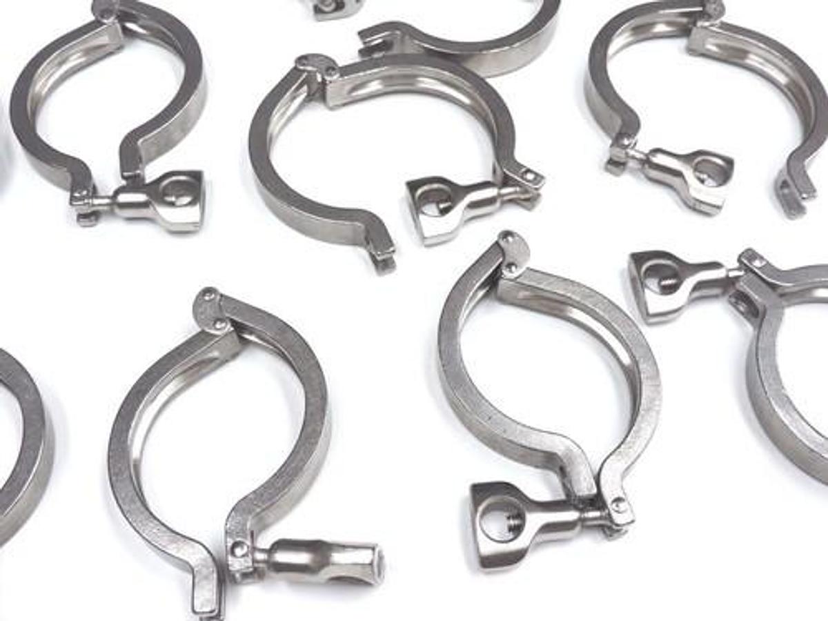 Used LOT OF 10 TRI-CLOVER 13MHHM 3'' S.S. CLAMPS 13MHHM