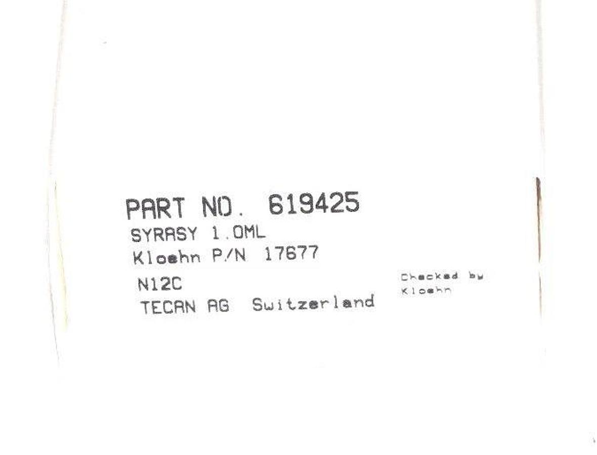 Used NIB TECAN KLOEHN 17677 SYRINGE ASSEMBLY SYRASY 1.0ML 619425 SPRING CARVO DILUTER