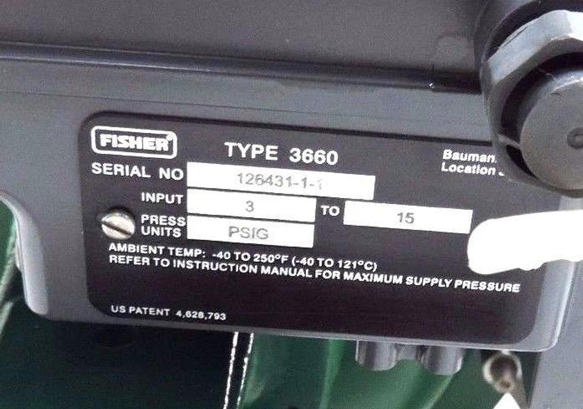 Used FISHER 32.24688S CONTROL VALVE W/ FISHER TYPE 3660 POSITIONER, 67CFR-362