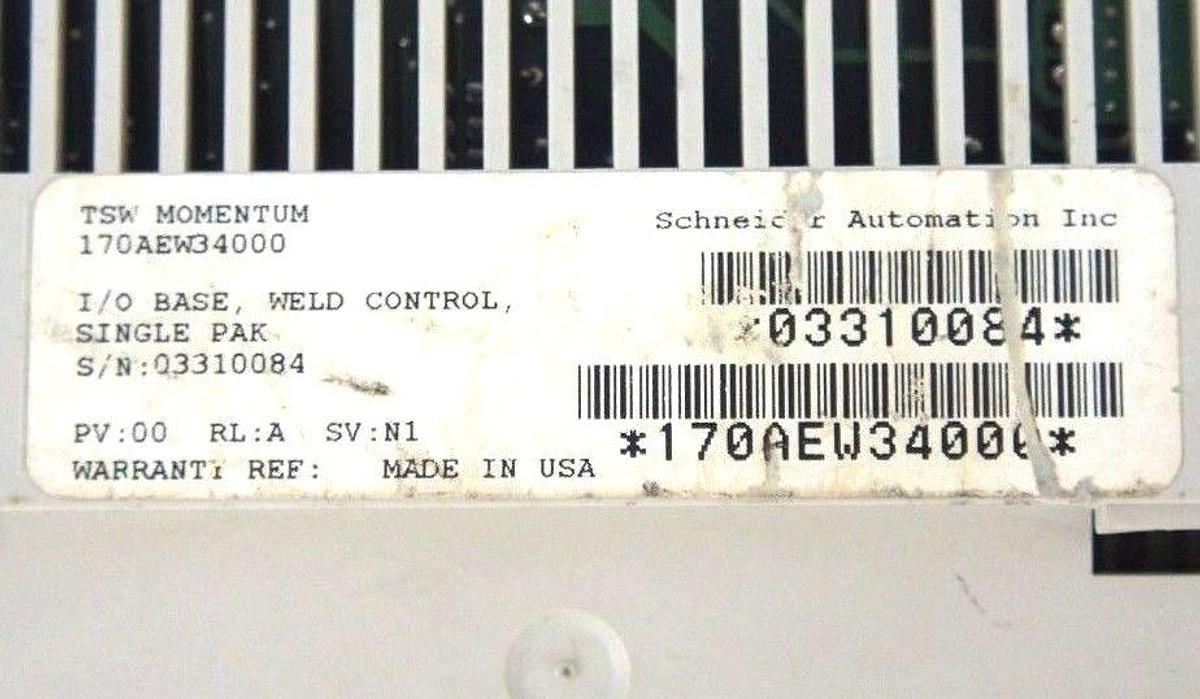 Used SCHNEIDER ELECTRIC 170AEW34000 I/O BASE W/ 170LNT71000 COMMUNICATION ADAPTER