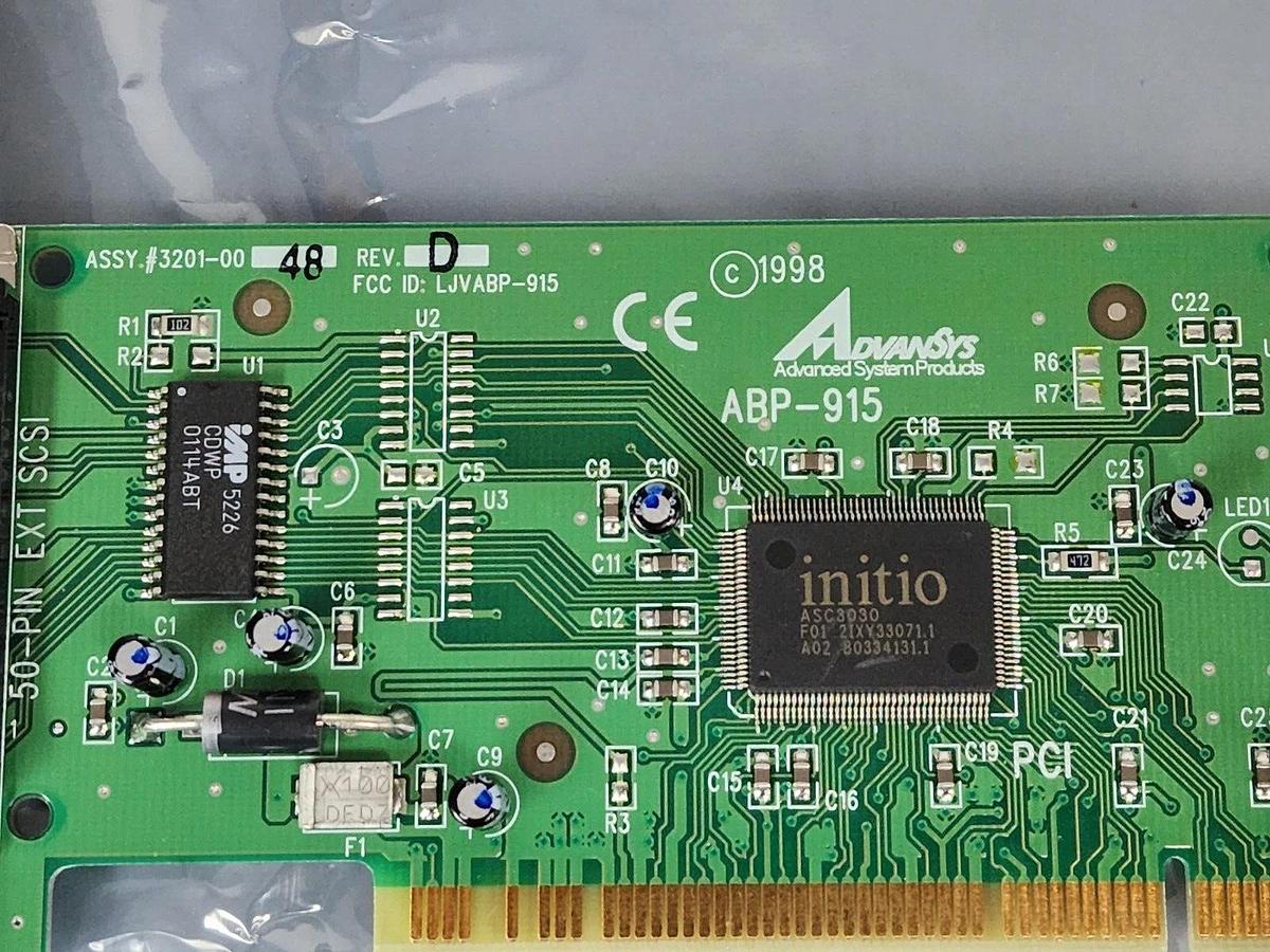 Used NIB ADVANSYS ABP-915H PCI SCSI CONTROLLER NEW IN BOX W/CABLE & SOFTWARE