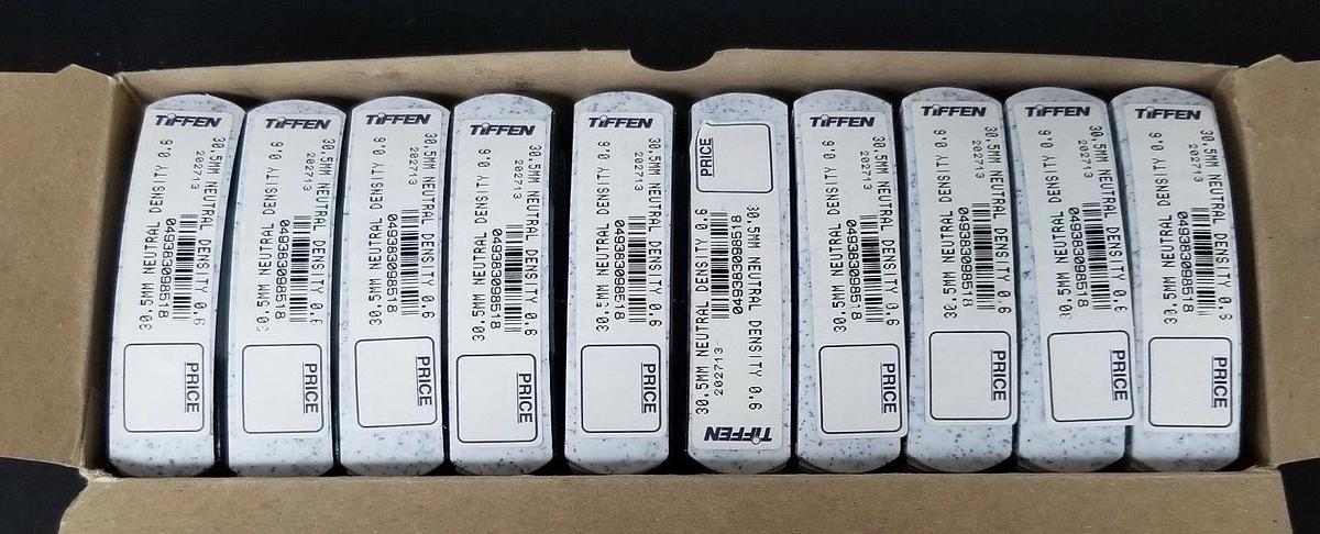 Used BOX OF 10 NEW TIFFEN 202713 30.5MM NEUTRAL DENSITY 0.6 FILTERS, 202913