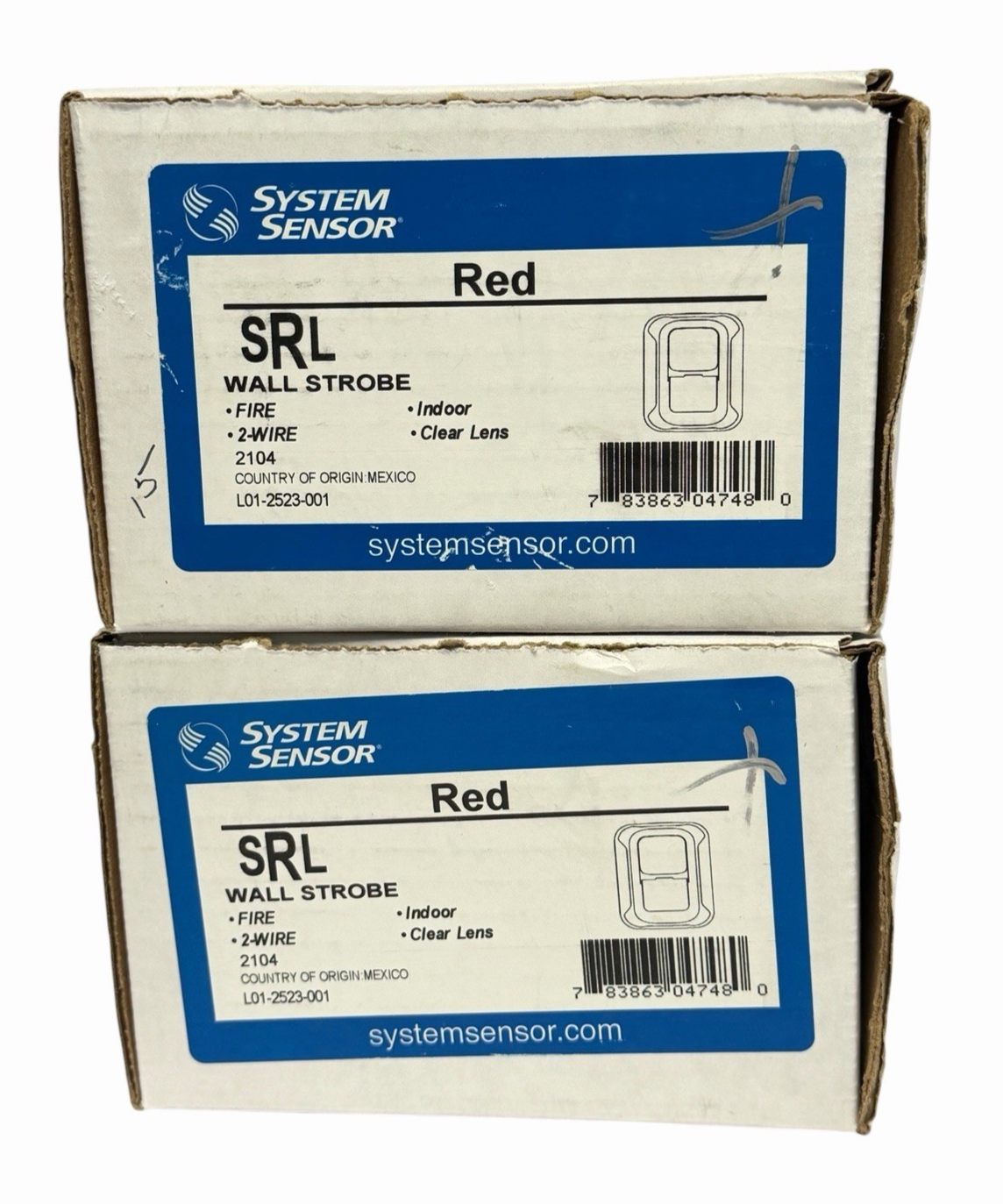 Used LOT OF 2 NIB SYSTEM SENSOR SRL WALL STROBES FIRE 2-WIRE CLEAR LENS INDOOR