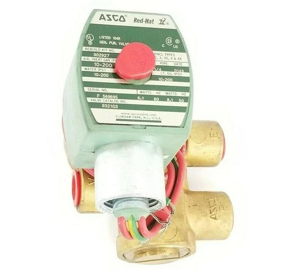 NIB ASCO RED-HAT 8321G3 SOLENOID VALVE 3-WAY 1/4'' IN. 110/120V 50/60HZ 20791
