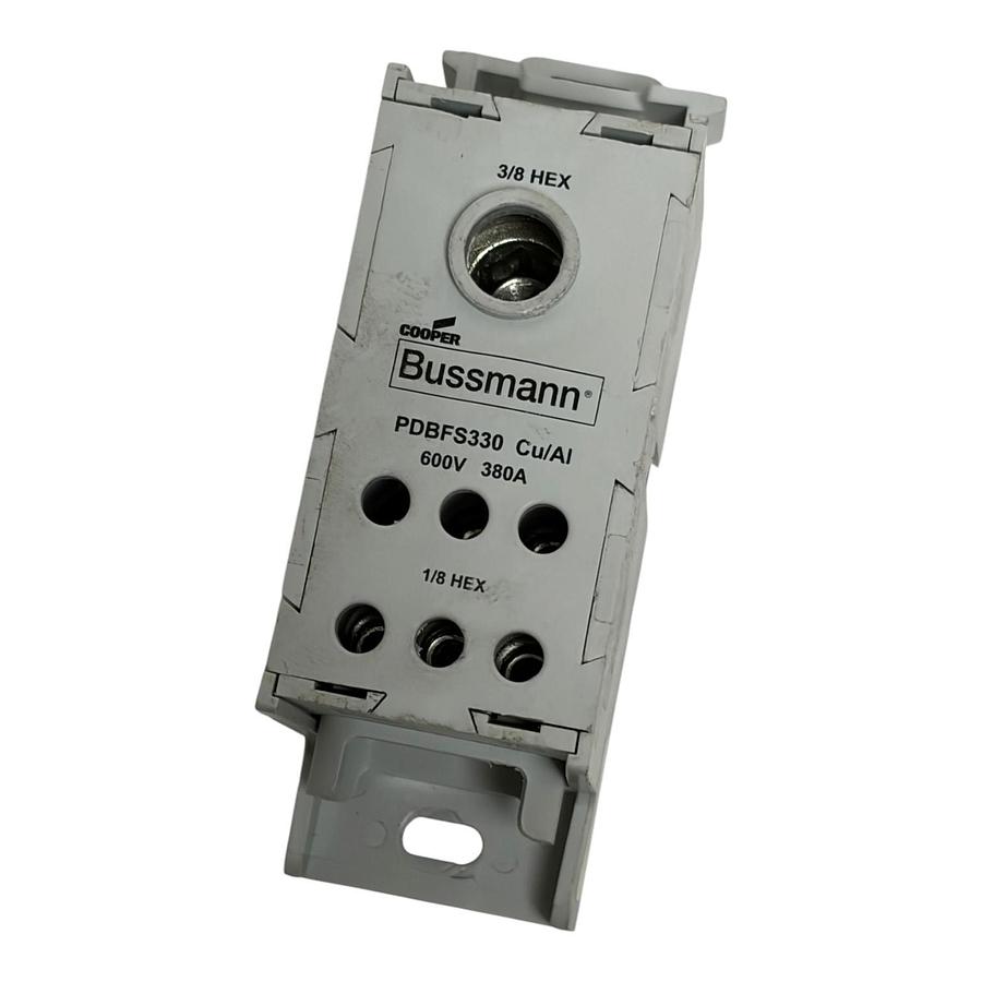 Used Bussmann PDBFS330 Power Distribution Block 600V 380A 1 Pole Finger Safe
