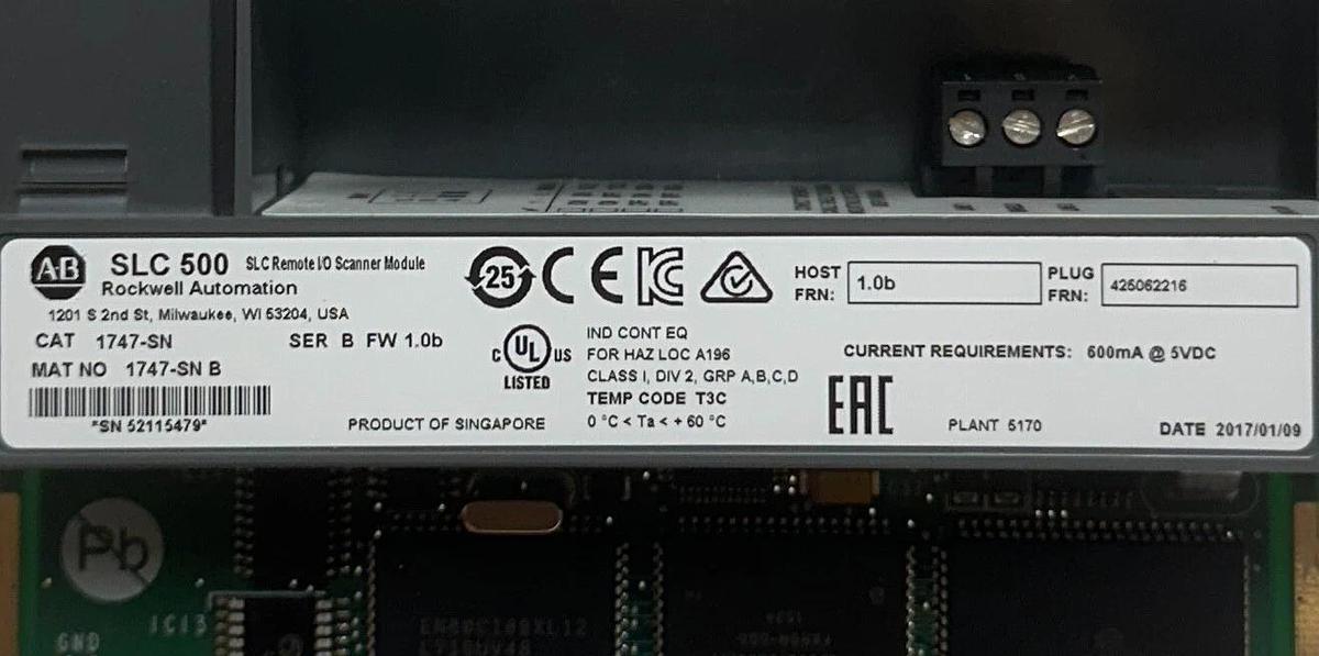 ALLEN BRADLEY 1747-SN /B SLC 500 REMOTE I/O SCANNER MODULE RIO PORT 1747SN NSNP