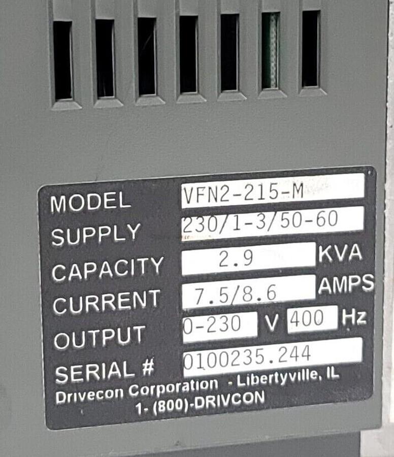Used DRIVECON VFN2-215-M N2-SERIES DRIVE 1.5kW/2HP 220V VFN2215M W/ KEYPAD NDOP-01