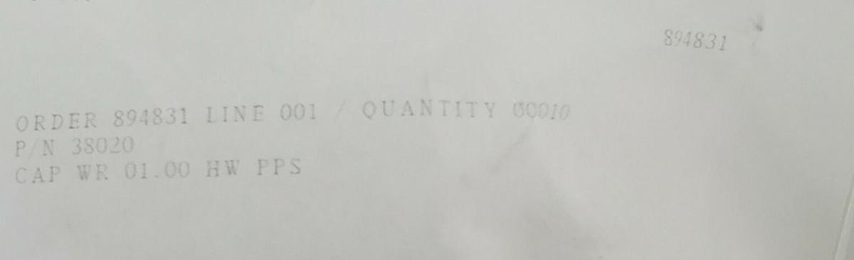 Used LOT OF 9 NEW GENERIC 38020 CAPS WR 01.00 / HW PPS 894831 190335