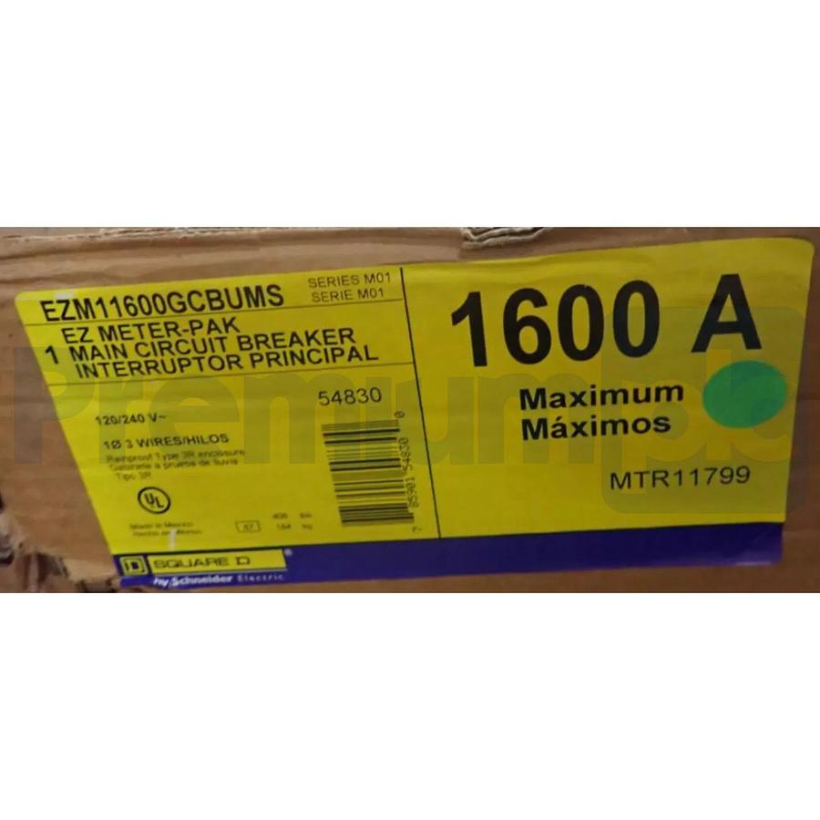 Square D EZM11600GCBUMS EZ Meter-Pak Main Circuit Breaker Unit 1600A 1Ph/3W 65kA