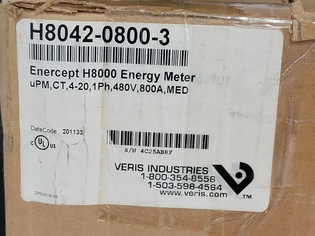 Used NEW VERIS H8042-0800-3 ENERCEPT H8000 POWER METER HAWKEYE H804208003