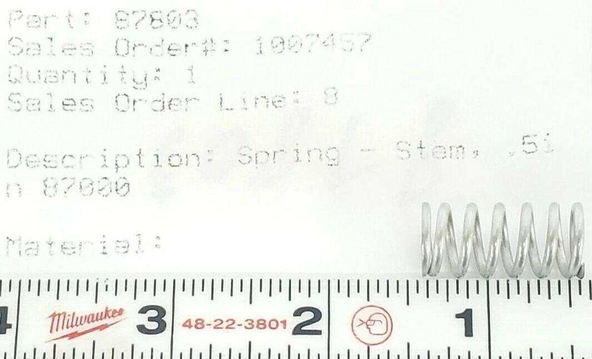 Used NEW BAUMANN 87803 SPRING STEM .51n 87000
