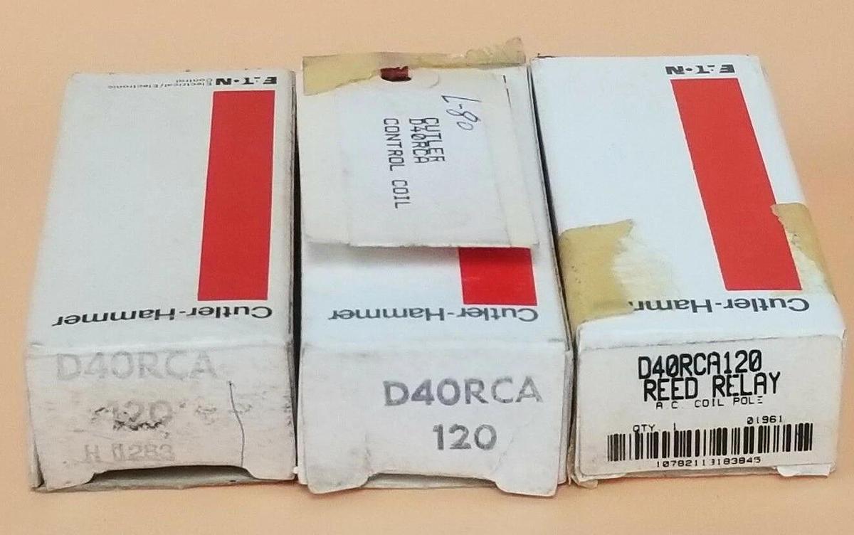 Used LOT OF 3 NIB CUTLER HAMMER D40RCA120 REED RELAY COILS 1P 120VAC