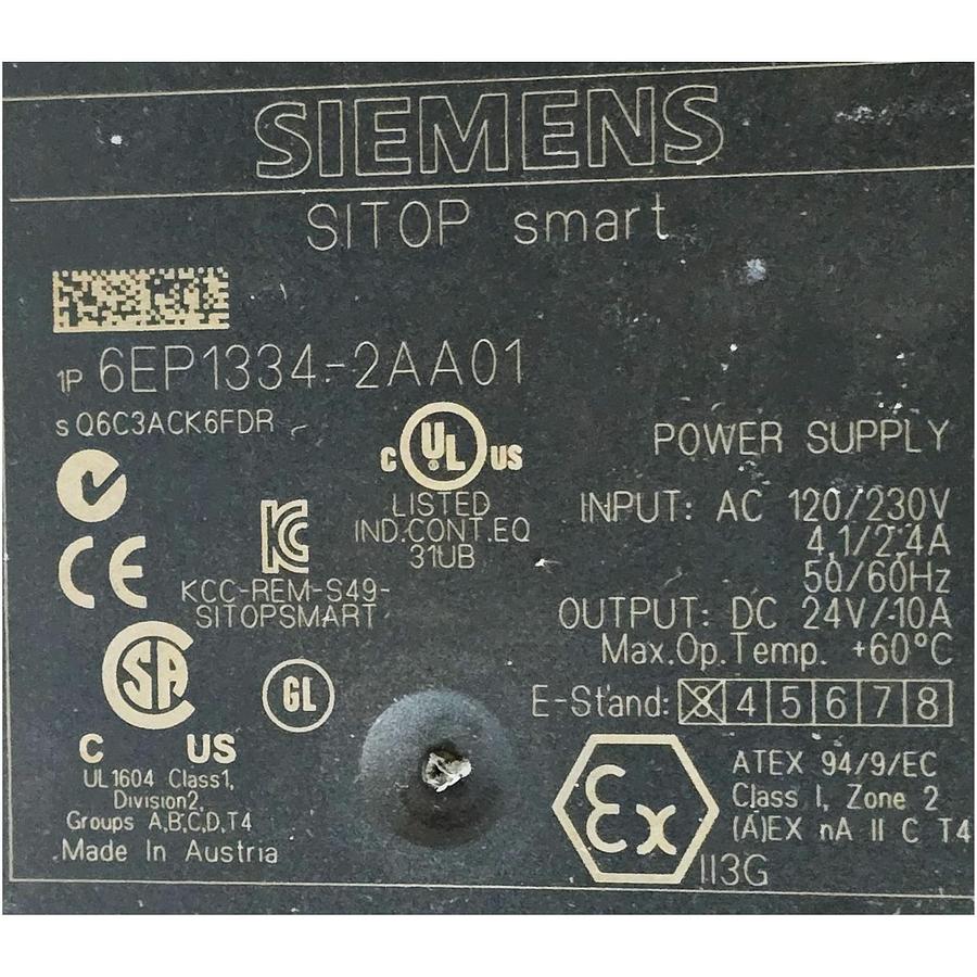 Used SIEMENS 6EP1334-2AA01 / 6EP13342AA01 SITOP smart POWER SUPPLY 24VDC OUTPUT USED