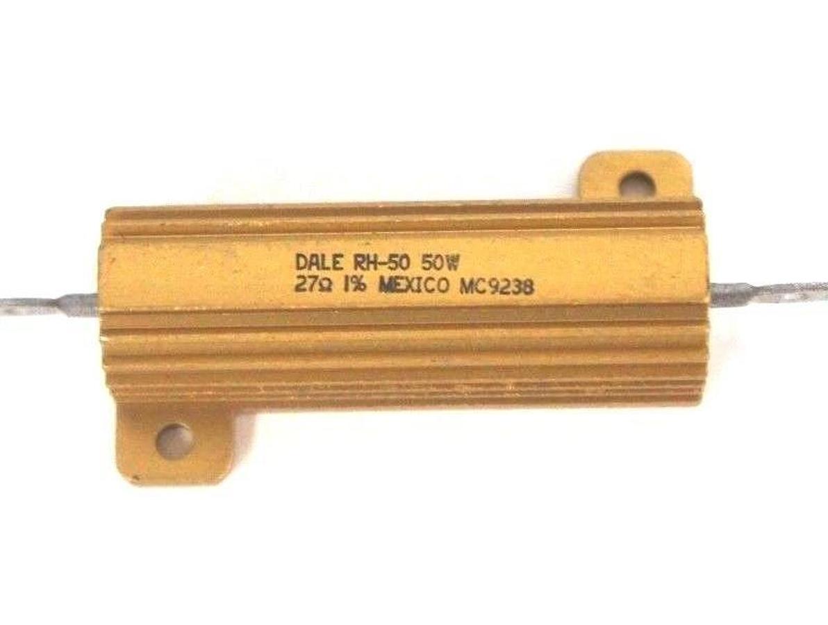 Used LOT OF 2 DALE RH-50 RESISTORS 50W, 27 OHMS, MC9238, RH50